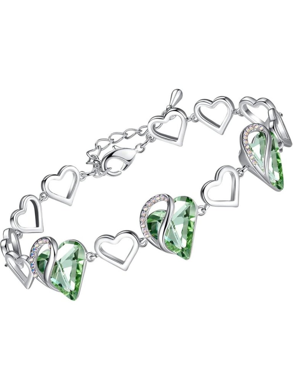 Women's Light Green Heart Healing Stone Crystal Healing Stone Crystal Bracelet